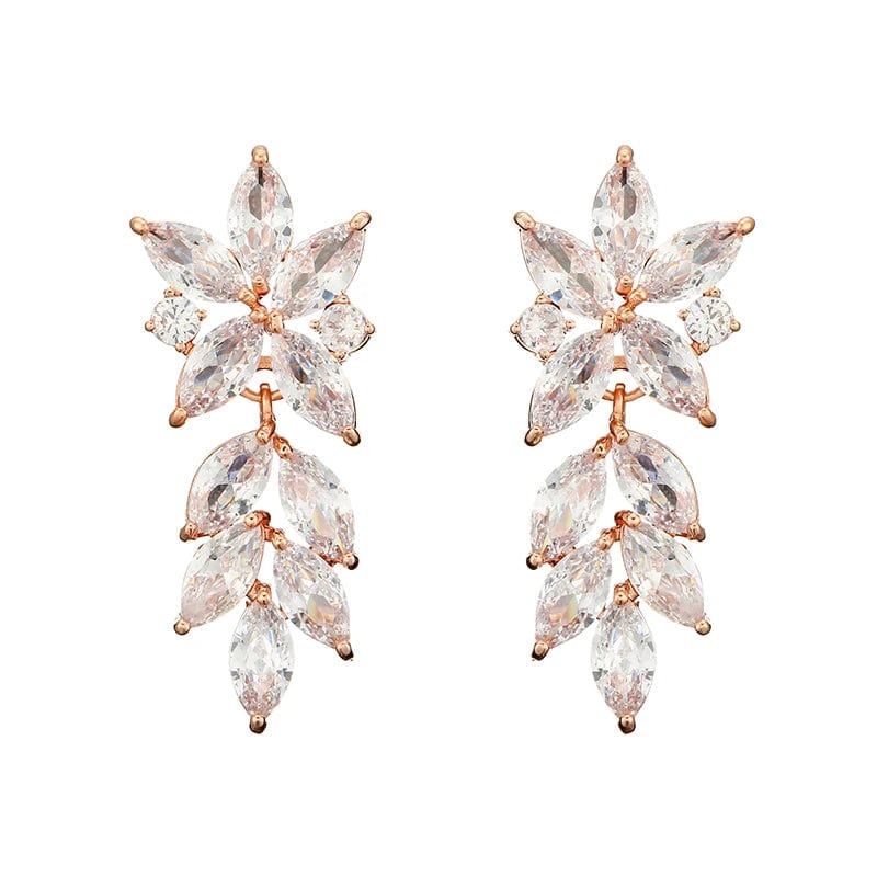 RAKOL EP2981 luxury women's gold plated long statement bridal earrings  zirconia  big earrings women