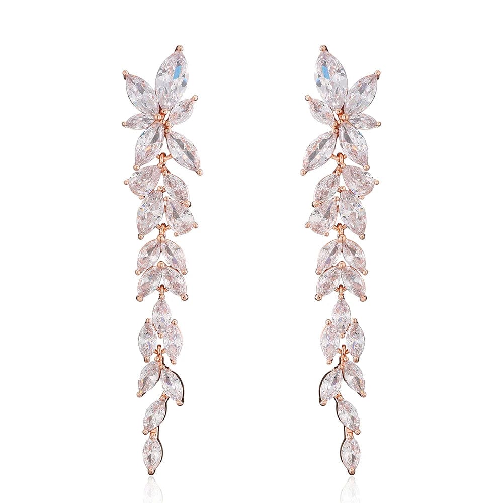 RAKOL EP2981 luxury women's gold plated long statement bridal earrings  zirconia  big earrings women