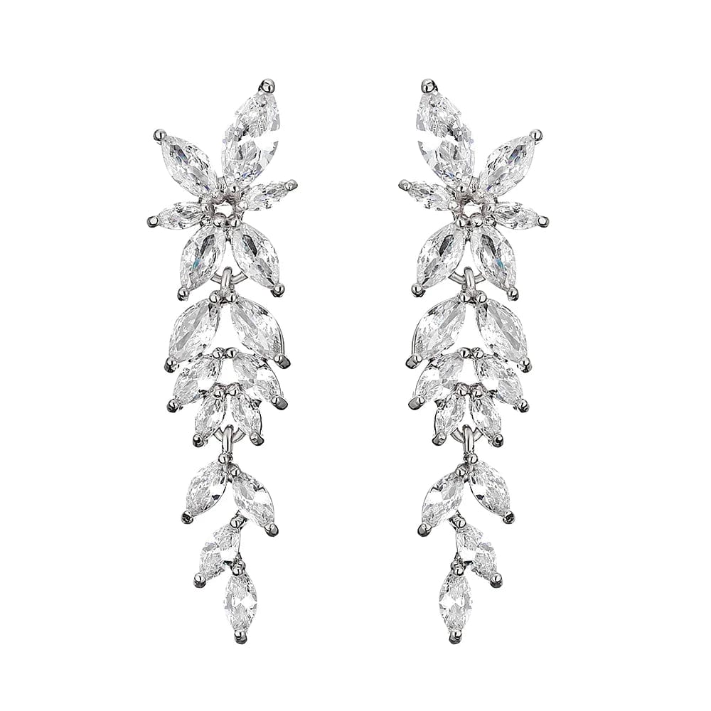 RAKOL EP2981 luxury women's gold plated long statement bridal earrings  zirconia  big earrings women