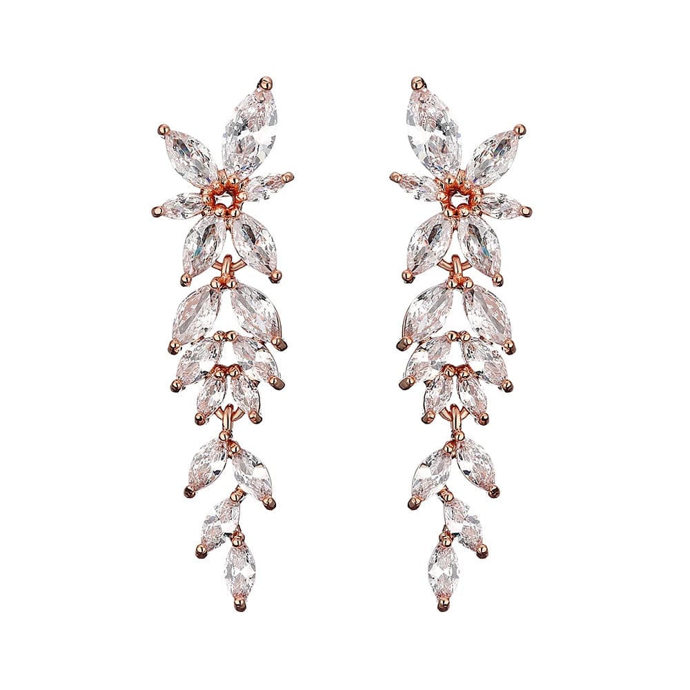 RAKOL EP2981 luxury women's gold plated long statement bridal earrings  zirconia  big earrings women