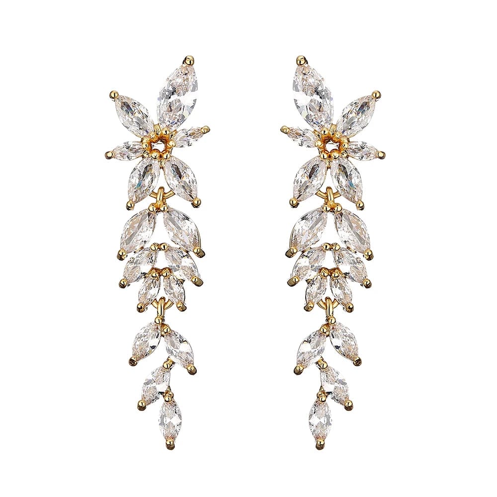 RAKOL EP2981 luxury women's gold plated long statement bridal earrings  zirconia  big earrings women