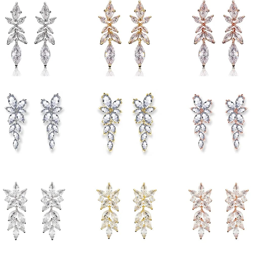 RAKOL EP2981 luxury women's gold plated long statement bridal earrings  zirconia  big earrings women