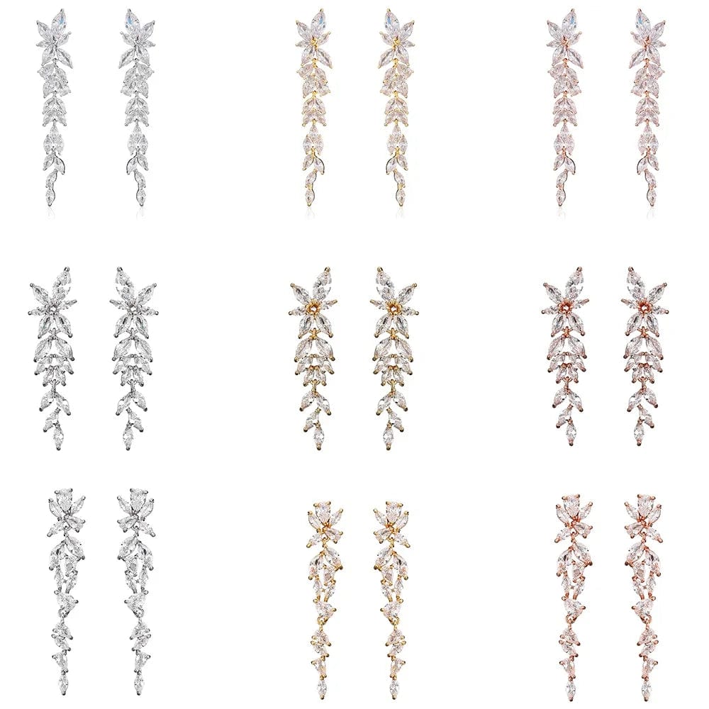 RAKOL EP2981 luxury women's gold plated long statement bridal earrings  zirconia  big earrings women