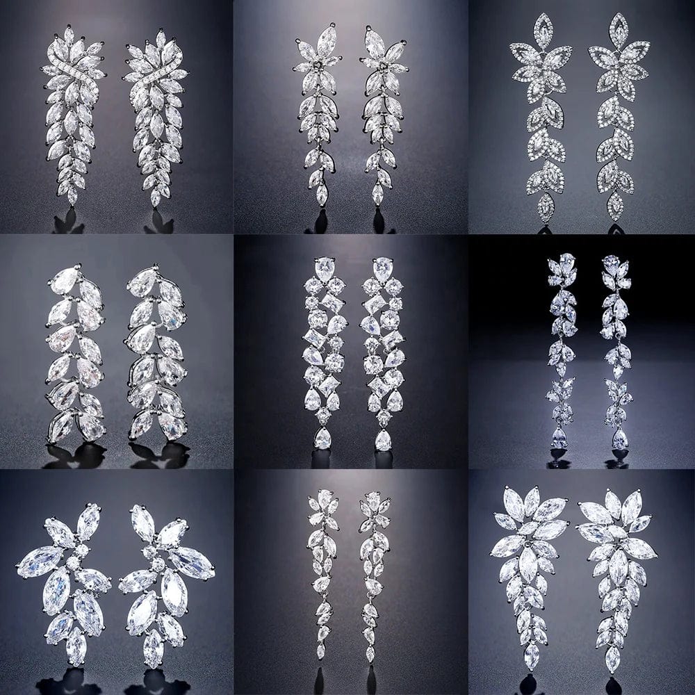 RAKOL EP2981 luxury women's gold plated long statement bridal earrings  zirconia  big earrings women