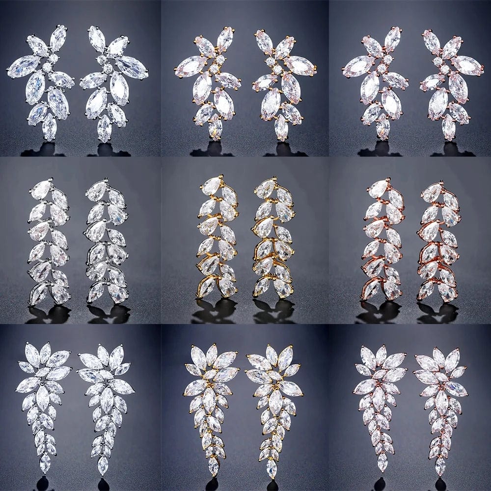 RAKOL EP2981 luxury women's gold plated long statement bridal earrings  zirconia  big earrings women