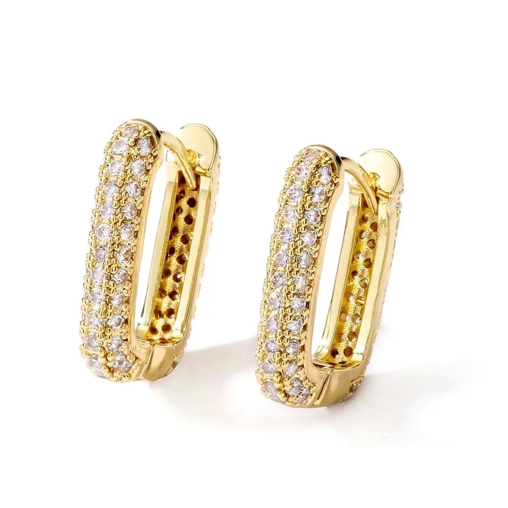 RAKOL EP2987 high quality good rhinestone fashion trendy korea hoop earrings women u-shaped minimalist huge earrings jewelry