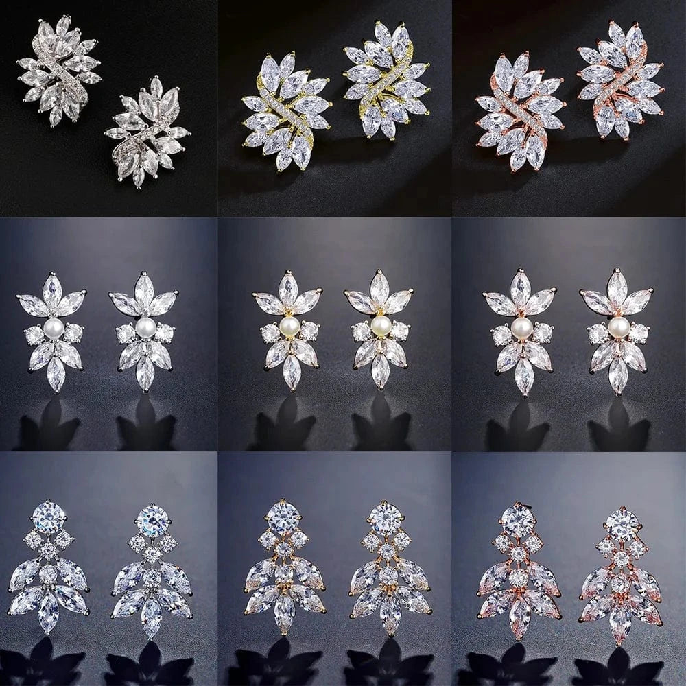 RAKOL EP480 fancy gold plated geometric small studs earrings cubic zirconia earrings jewelry women