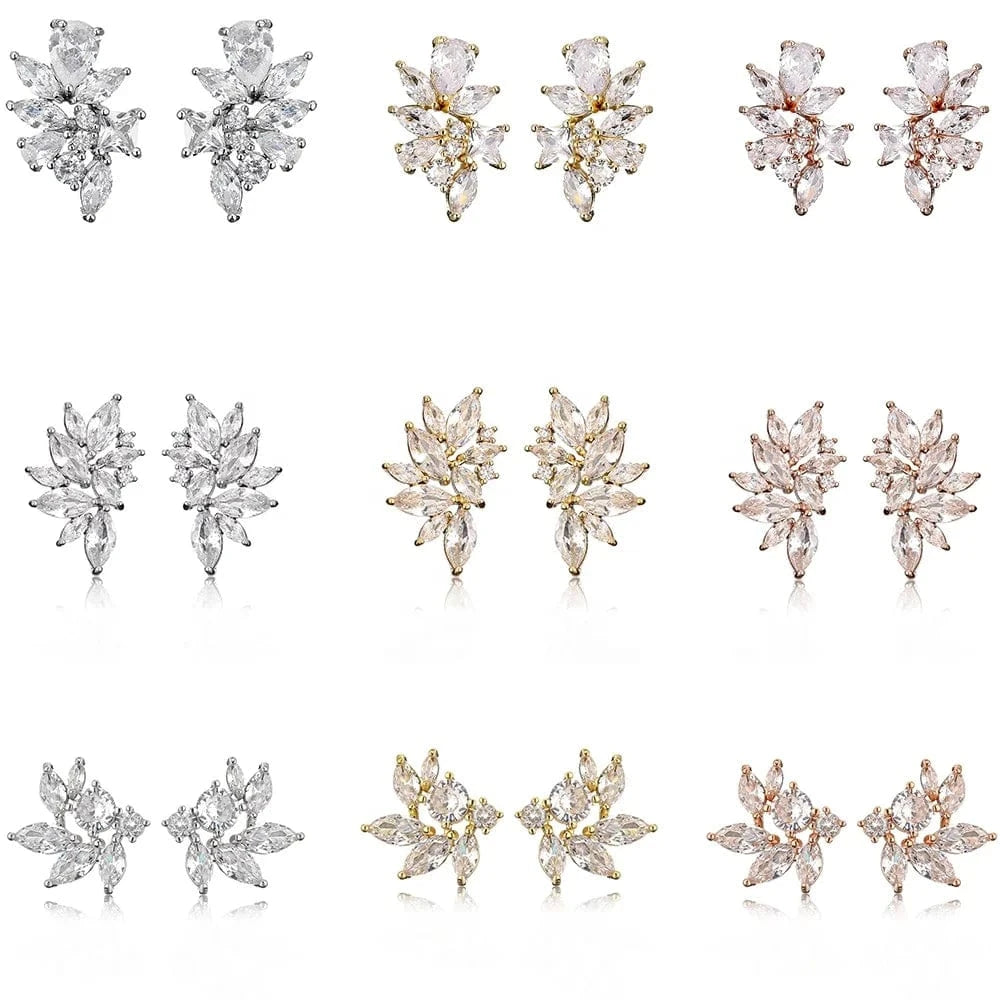 RAKOL EP480 fancy gold plated geometric small studs earrings cubic zirconia earrings jewelry women