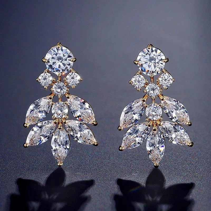 RAKOL EP480 fancy gold plated geometric small studs earrings cubic zirconia earrings jewelry women