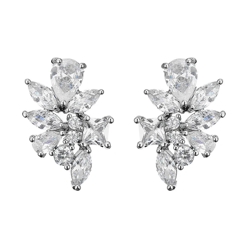 RAKOL EP480 fancy gold plated geometric small studs earrings cubic zirconia earrings jewelry women