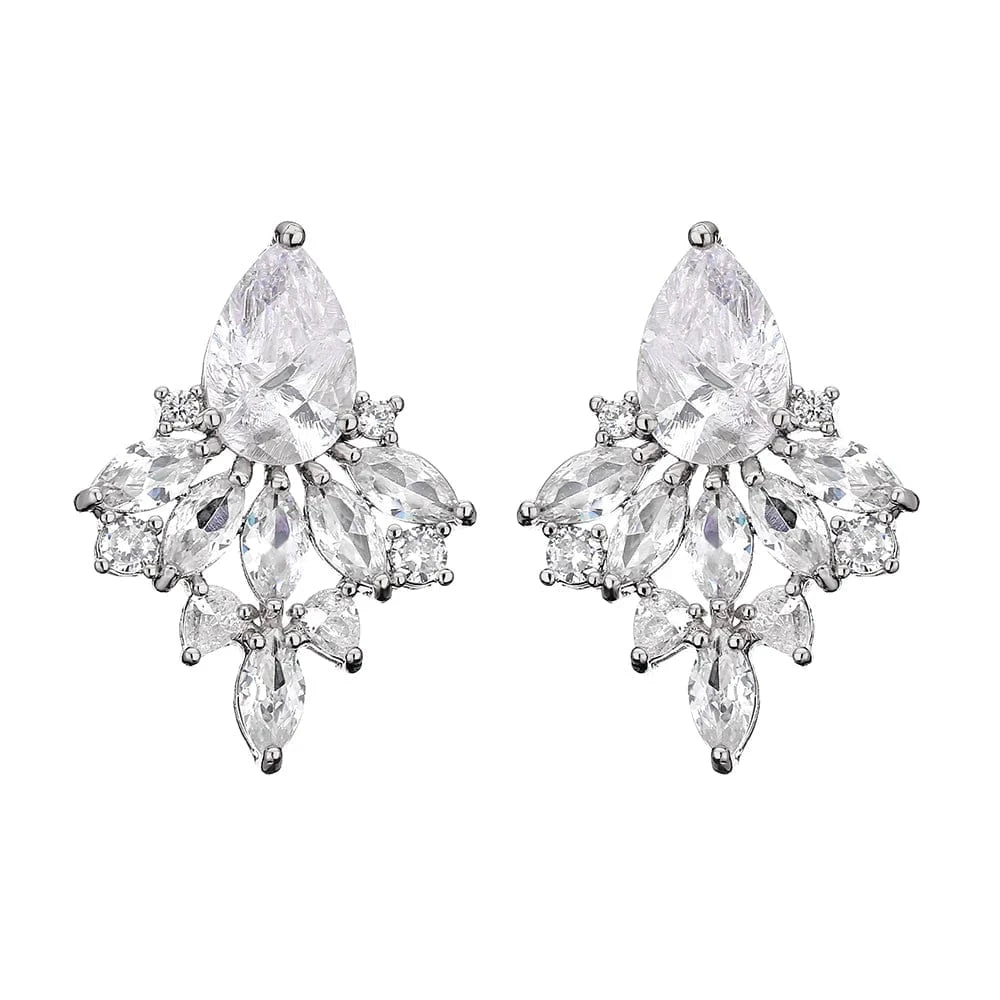 RAKOL EP480 fancy gold plated geometric small studs earrings cubic zirconia earrings jewelry women