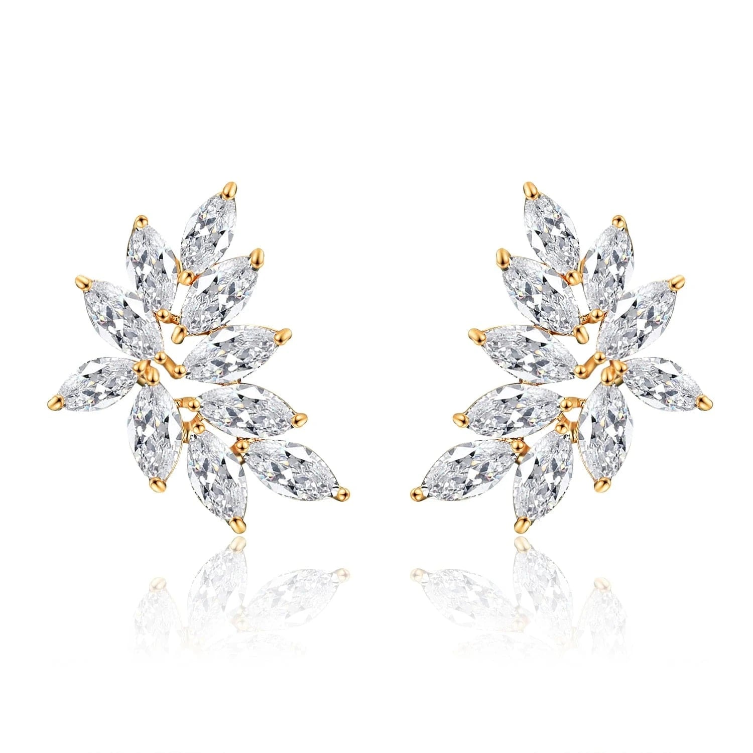 RAKOL EP480 fancy gold plated geometric small studs earrings cubic zirconia earrings jewelry women