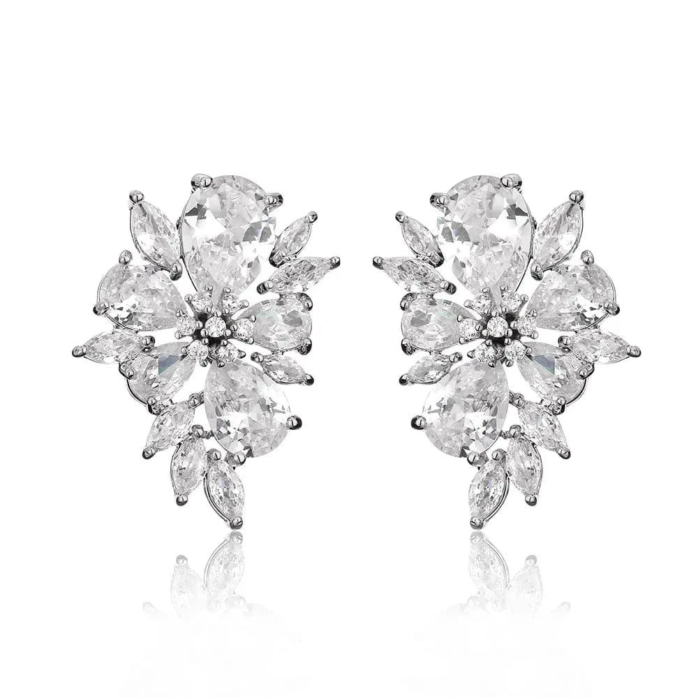 RAKOL EP480 fancy gold plated geometric small studs earrings cubic zirconia earrings jewelry women