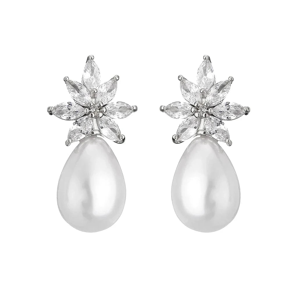 RAKOL EP5032 fancy  zirconia  gold plated  women's dangle freshwater pearl earrings 18k  bridal fine jewelry earrings women