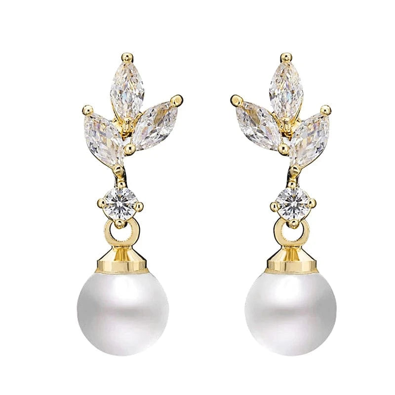 RAKOL EP5032 fancy  zirconia  gold plated  women's dangle freshwater pearl earrings 18k  bridal fine jewelry earrings women