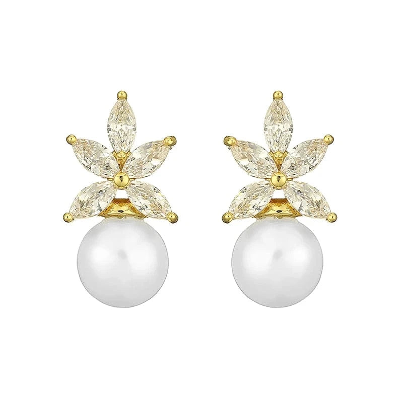 RAKOL EP5032 fancy  zirconia  gold plated  women's dangle freshwater pearl earrings 18k  bridal fine jewelry earrings women