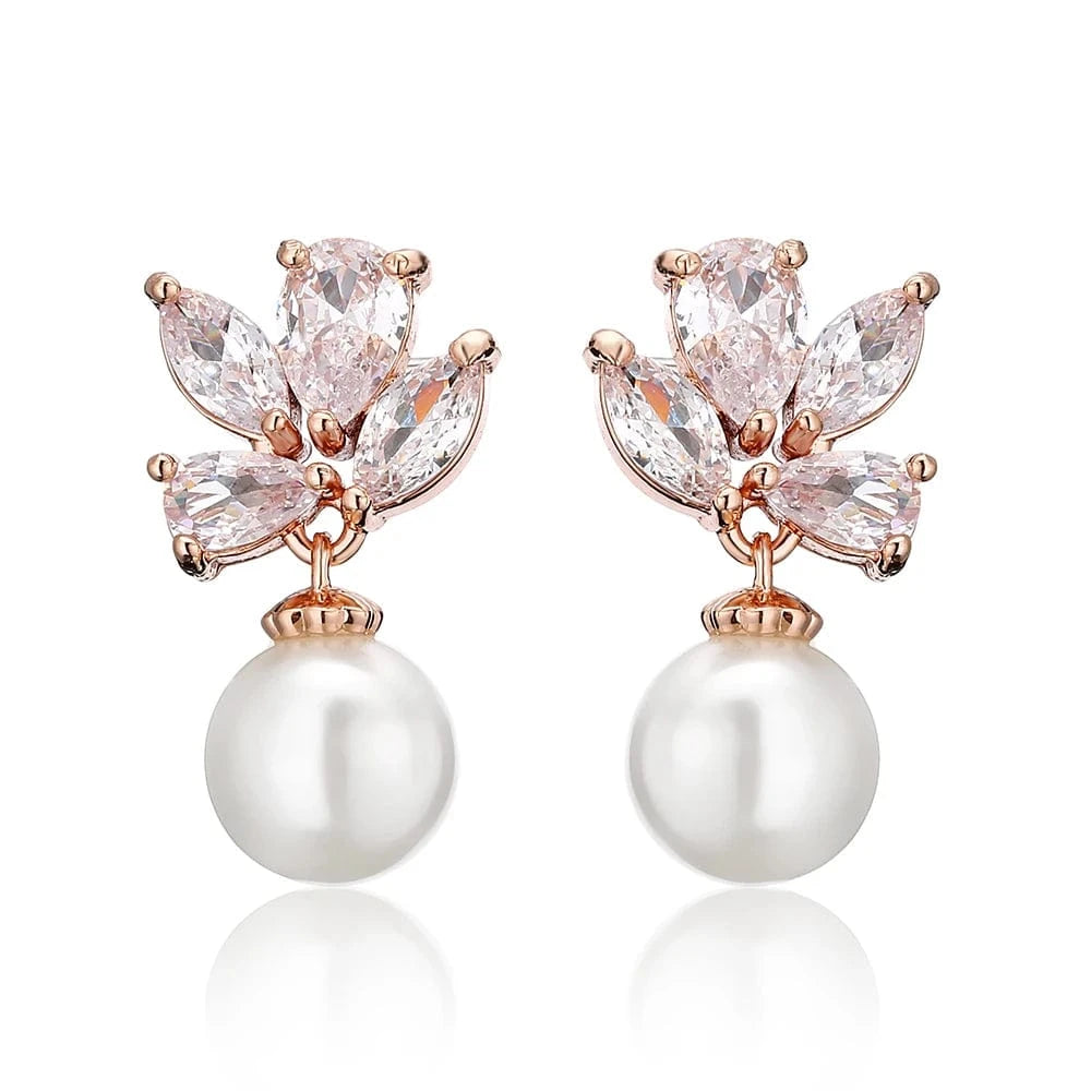 RAKOL EP5032 fancy  zirconia  gold plated  women's dangle freshwater pearl earrings 18k  bridal fine jewelry earrings women