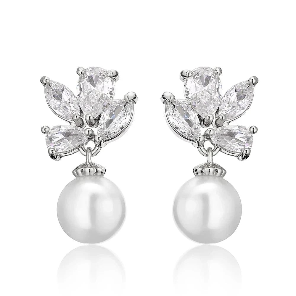 RAKOL EP5032 fancy  zirconia  gold plated  women's dangle freshwater pearl earrings 18k  bridal fine jewelry earrings women