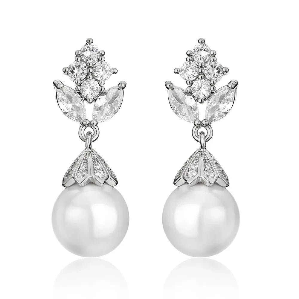 RAKOL EP5032 fancy  zirconia  gold plated  women's dangle freshwater pearl earrings 18k  bridal fine jewelry earrings women