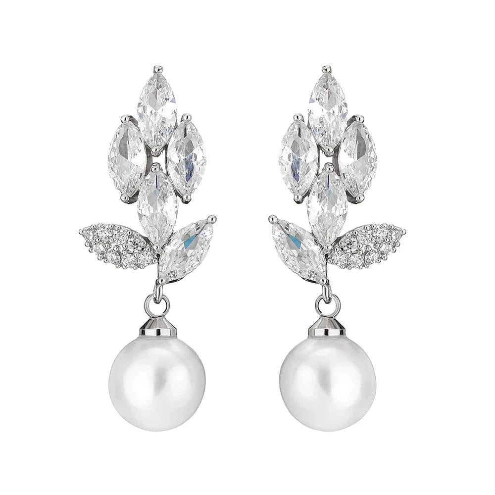 RAKOL EP5032 fancy  zirconia  gold plated  women's dangle freshwater pearl earrings 18k  bridal fine jewelry earrings women