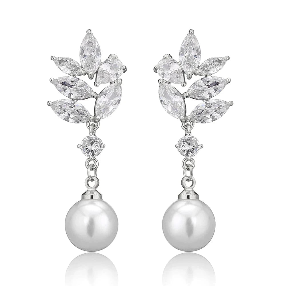 RAKOL EP5032 fancy  zirconia  gold plated  women's dangle freshwater pearl earrings 18k  bridal fine jewelry earrings women