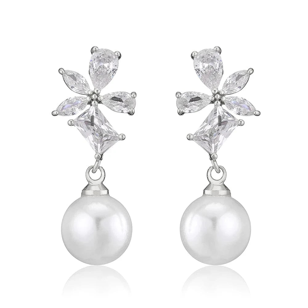 RAKOL EP5032 fancy  zirconia  gold plated  women's dangle freshwater pearl earrings 18k  bridal fine jewelry earrings women