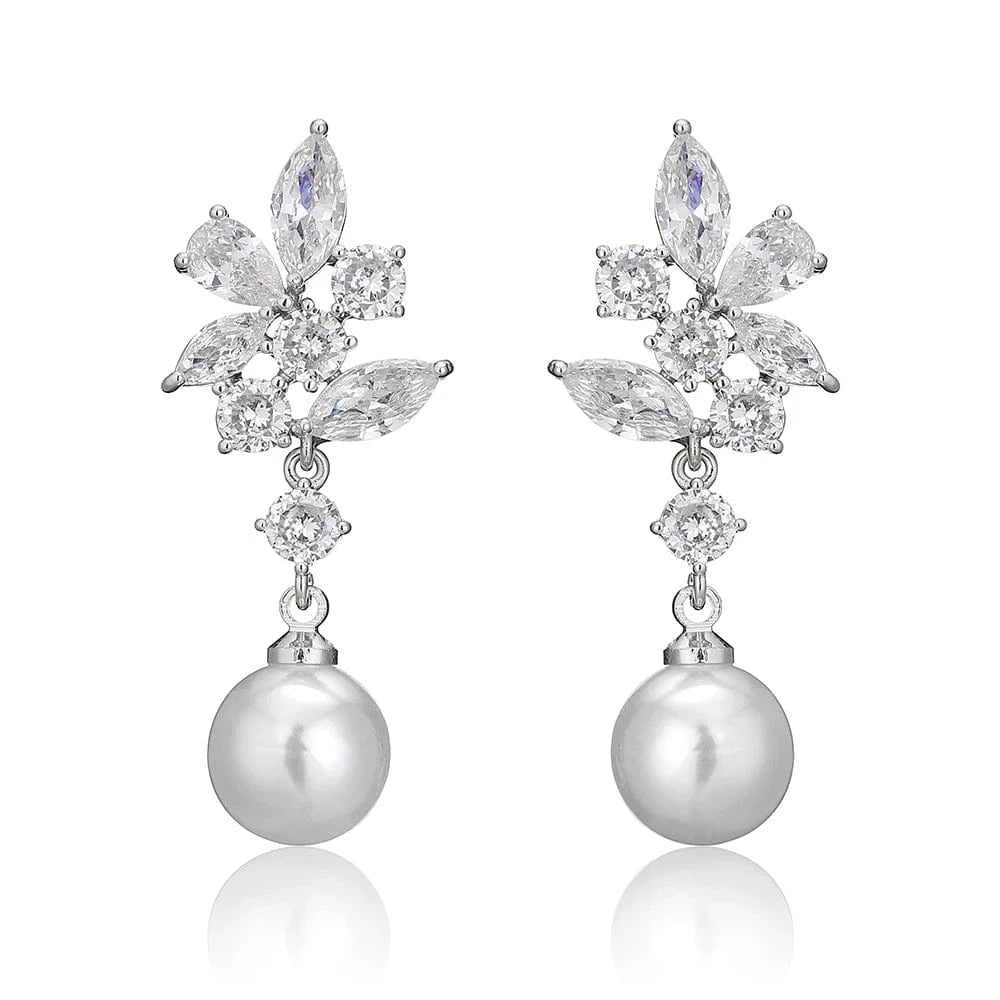 RAKOL EP5032 fancy  zirconia  gold plated  women's dangle freshwater pearl earrings 18k  bridal fine jewelry earrings women