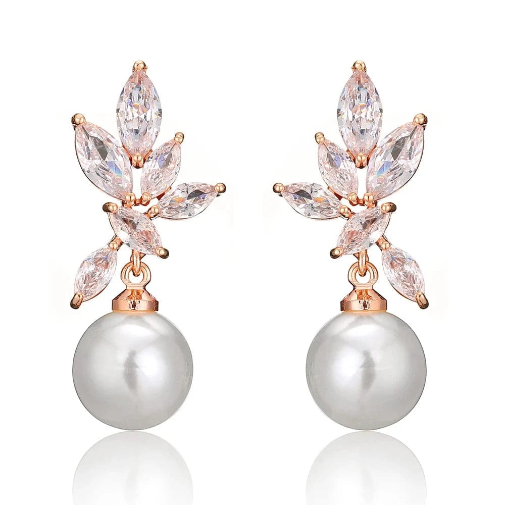RAKOL EP5032 fancy  zirconia  gold plated  women's dangle freshwater pearl earrings 18k  bridal fine jewelry earrings women