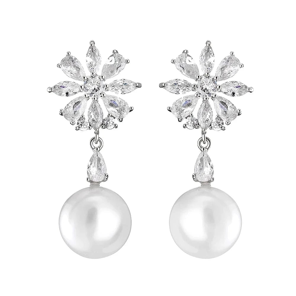 RAKOL EP5032 fancy  zirconia  gold plated  women's dangle freshwater pearl earrings 18k  bridal fine jewelry earrings women