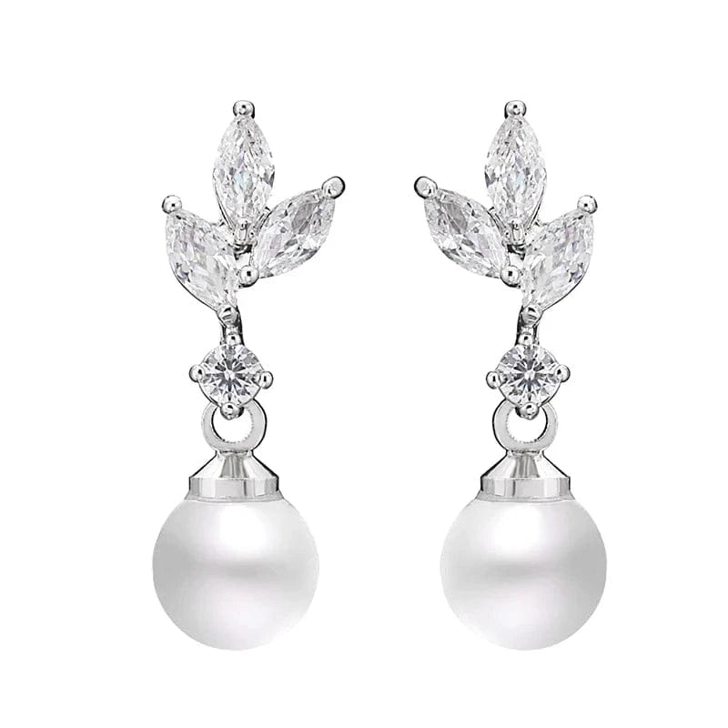 RAKOL EP5032 fancy  zirconia  gold plated  women's dangle freshwater pearl earrings 18k  bridal fine jewelry earrings women