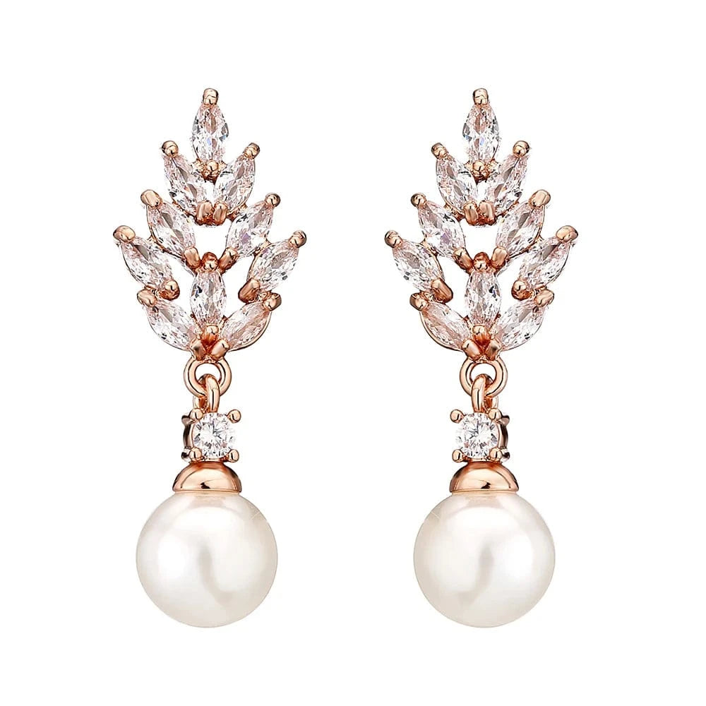 RAKOL EP5032 fancy  zirconia  gold plated  women's dangle freshwater pearl earrings 18k  bridal fine jewelry earrings women