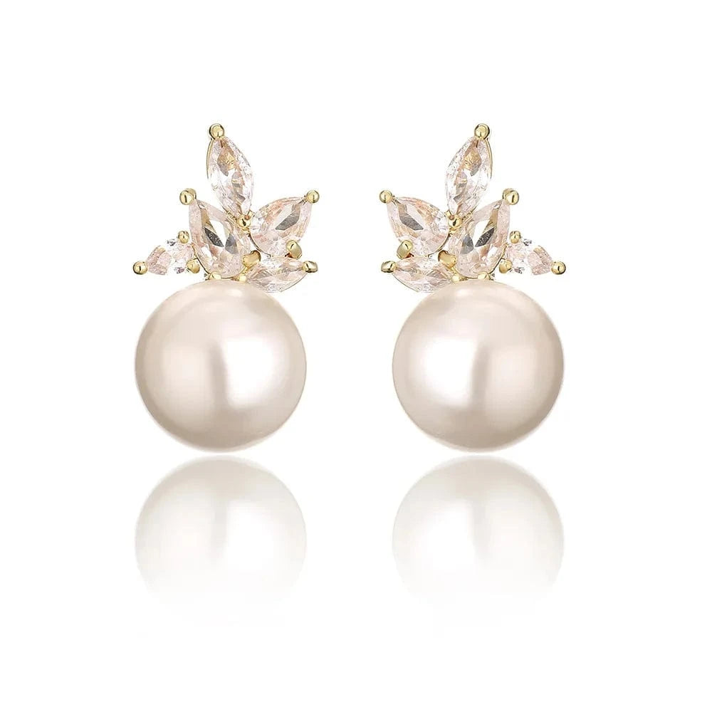 RAKOL EP5032 fancy  zirconia  gold plated  women's dangle freshwater pearl earrings 18k  bridal fine jewelry earrings women