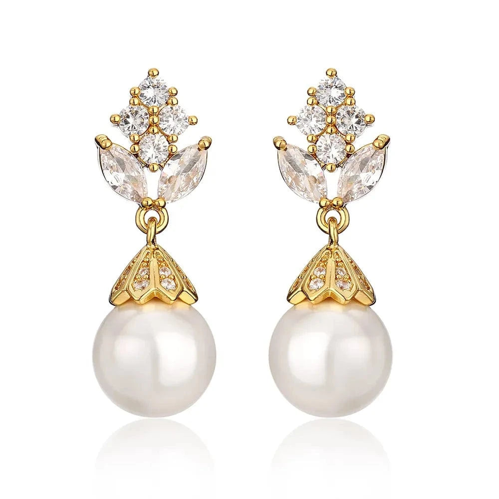 RAKOL EP5032 fancy  zirconia  gold plated  women's dangle freshwater pearl earrings 18k  bridal fine jewelry earrings women