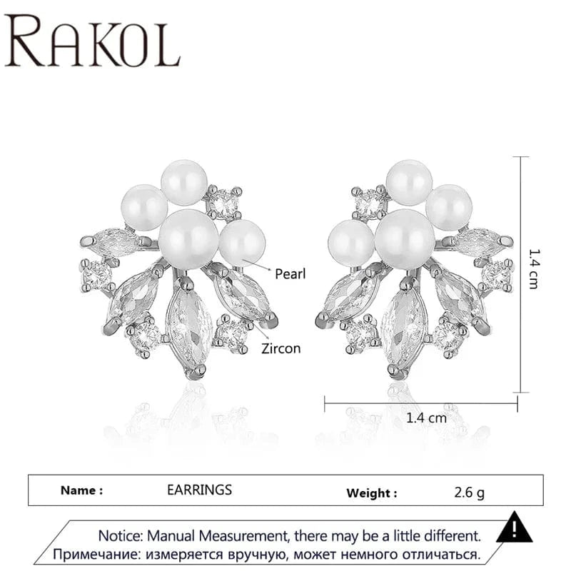 RAKOL EP5149 Luxury Famous Brands Designer High Quality Trendy Jewelry CC Pearl Stud Earrings Party for Women