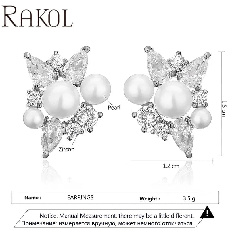 RAKOL EP5149 Luxury Famous Brands Designer High Quality Trendy Jewelry CC Pearl Stud Earrings Party for Women