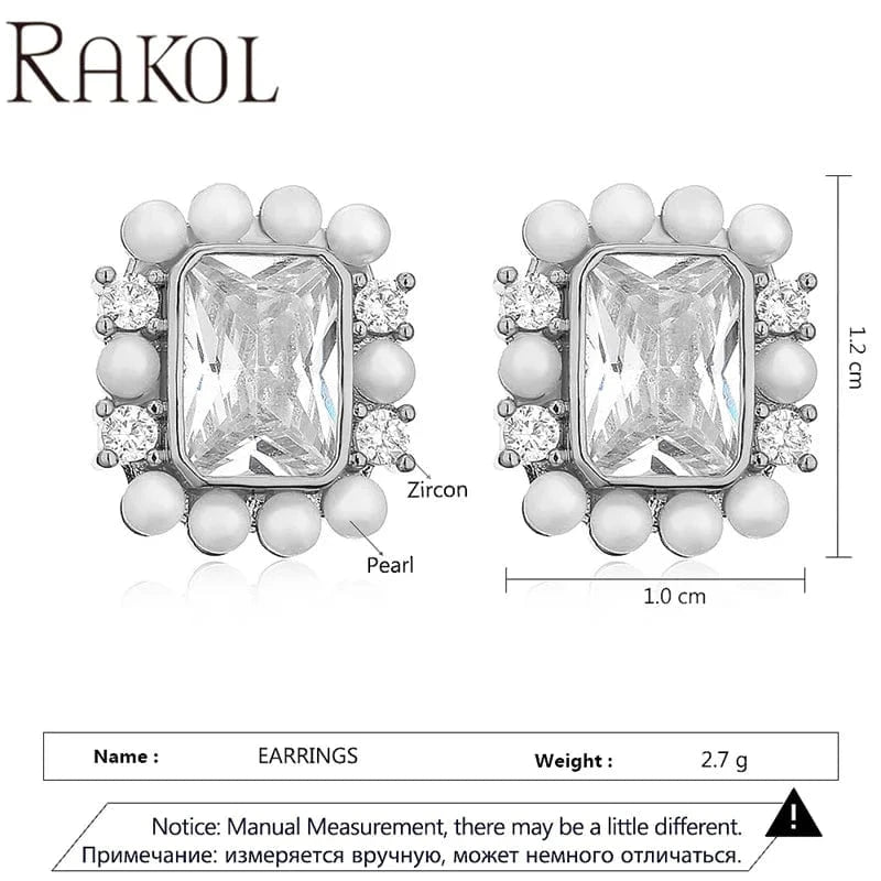 RAKOL EP5149 Luxury Famous Brands Designer High Quality Trendy Jewelry CC Pearl Stud Earrings Party for Women