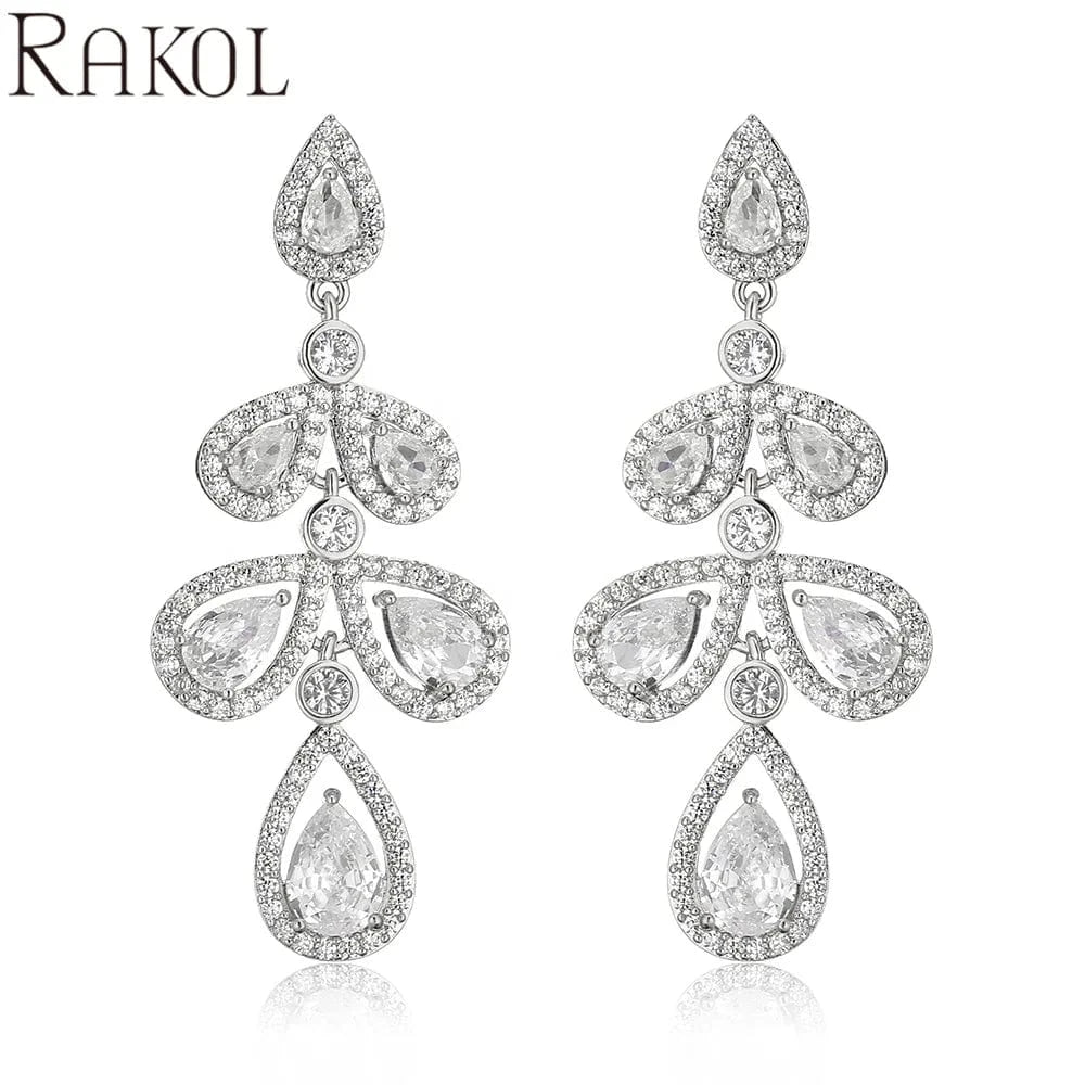 RAKOL EP5280 Classic Crystal CZ Water Drop 18K Gold Plated Cubic Zirconia Fashion Jewelry Gift Earrings