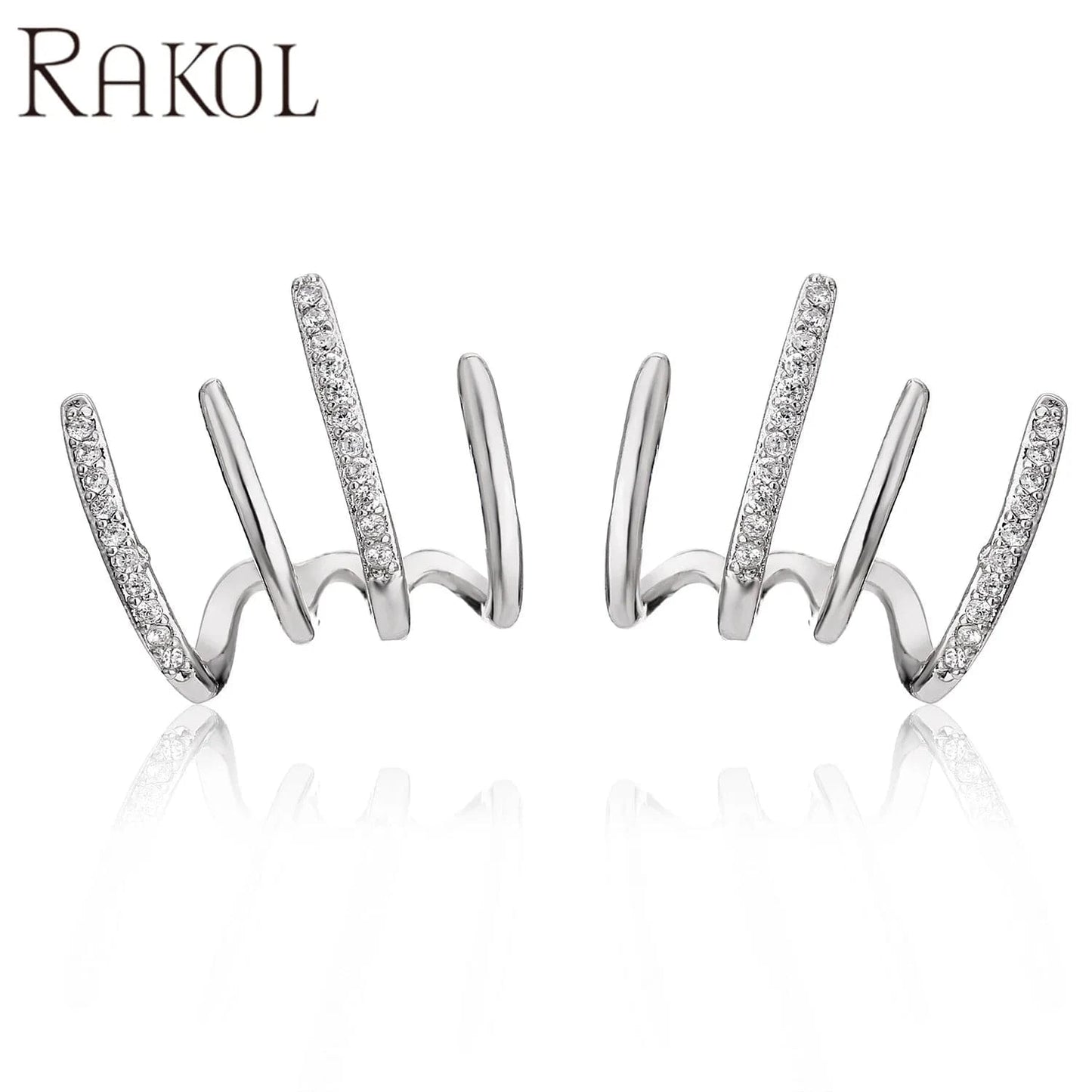 RAKOL EP5338 2022 fashion jewelry stainless steel creative earrings stud gold earrings 18k cubic zircon ear cuff earrings