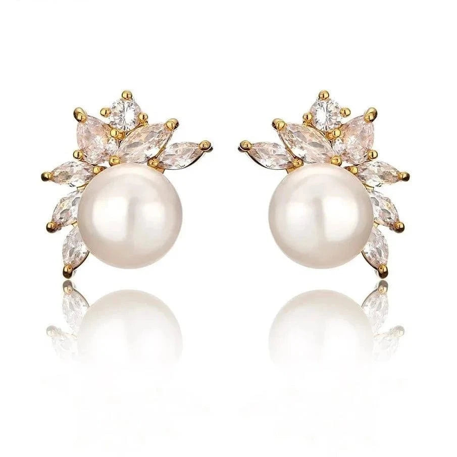 RAKOL EP5340 2022 Hot Sales New Designer Pearl Earrings Cubic Zirconia Bridal Stud Earrings Women 925 Sliver Earrings Jewelry