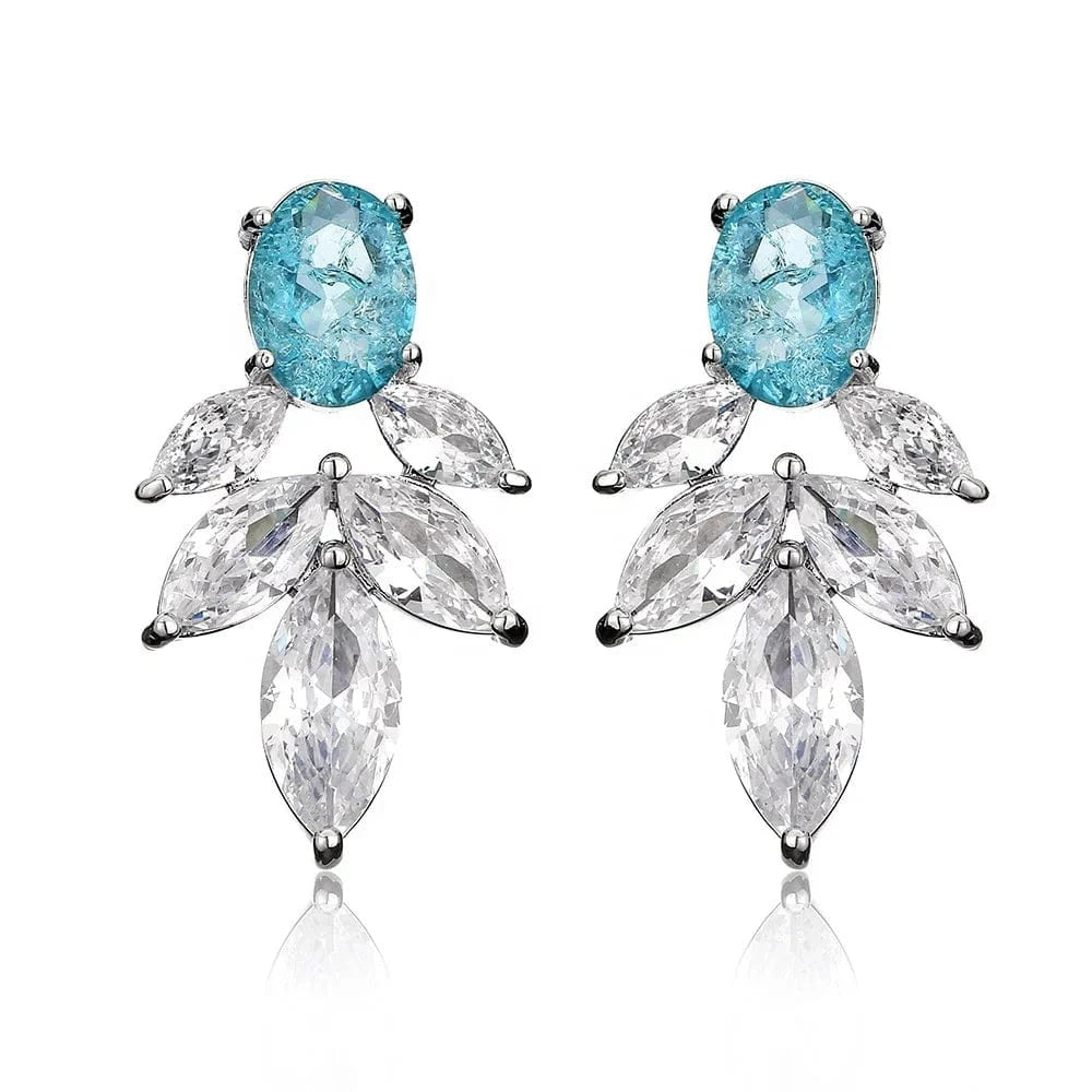 RAKOL EP5357 New Arrival Large Earrings For women Leaf Cubic Zirconia Earrings Jewelry 925 Silver Customize  Bridal Earrings