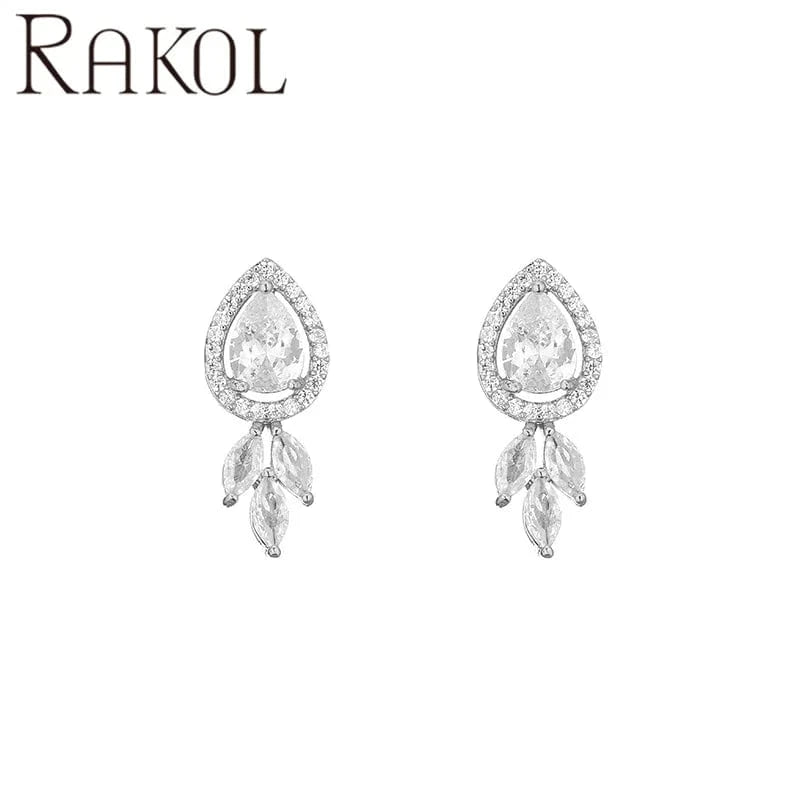 RAKOL EP5369 Zircon Flower Stud Earrings for Women Mutil color Cubic Zirconia girls earring Wedding Party Jewelry