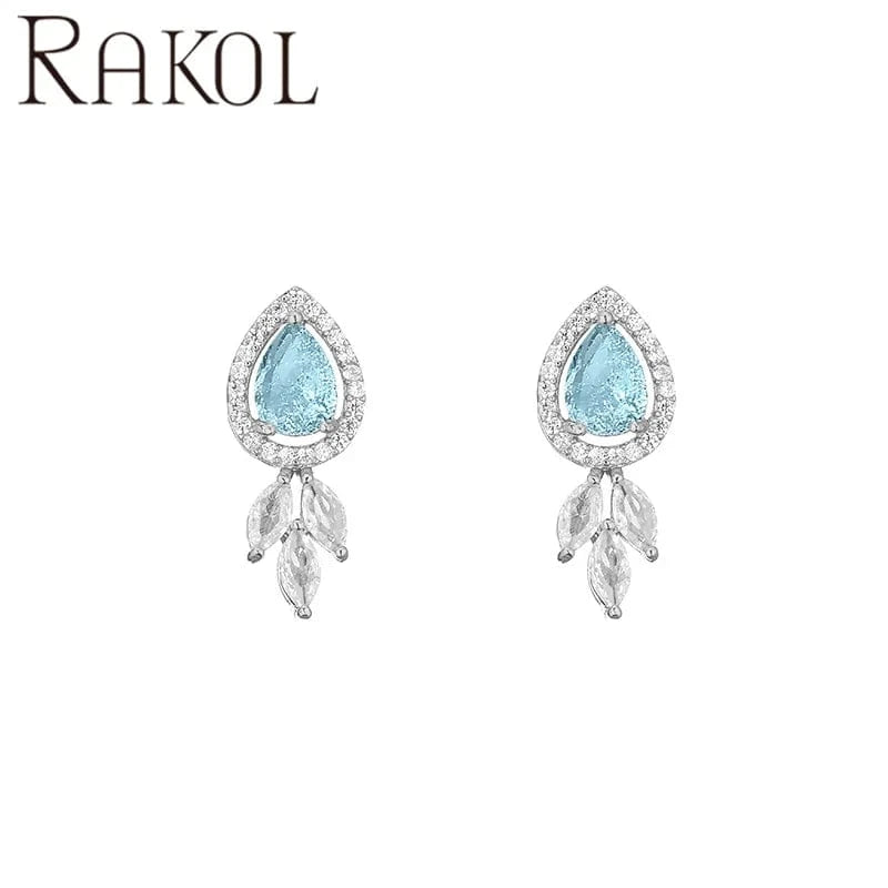 RAKOL EP5369 Zircon Flower Stud Earrings for Women Mutil color Cubic Zirconia girls earring Wedding Party Jewelry