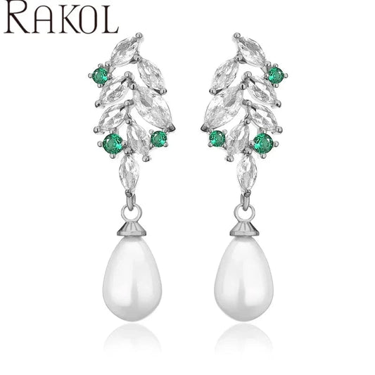 RAKOL EP5533 Fashion Design Freshwater Pearl Silver Gold Plated Statement Pendant for Women