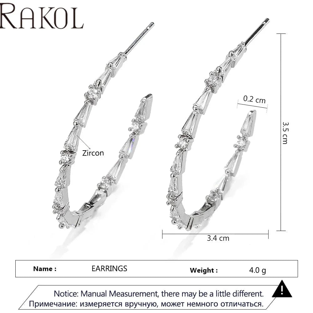 RAKOL EP5540 women elegant fashion jewelry CC earrings bulk wholesale custom silver gold plated hoop earrings