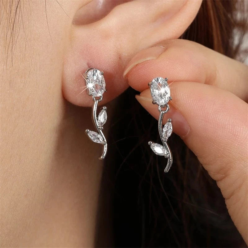 RAKOL EP5842 Rose  Niche Earrings Accessories For Women Fashion Jewelry Earrings 925 Silver Needle Wedding Dress earrings