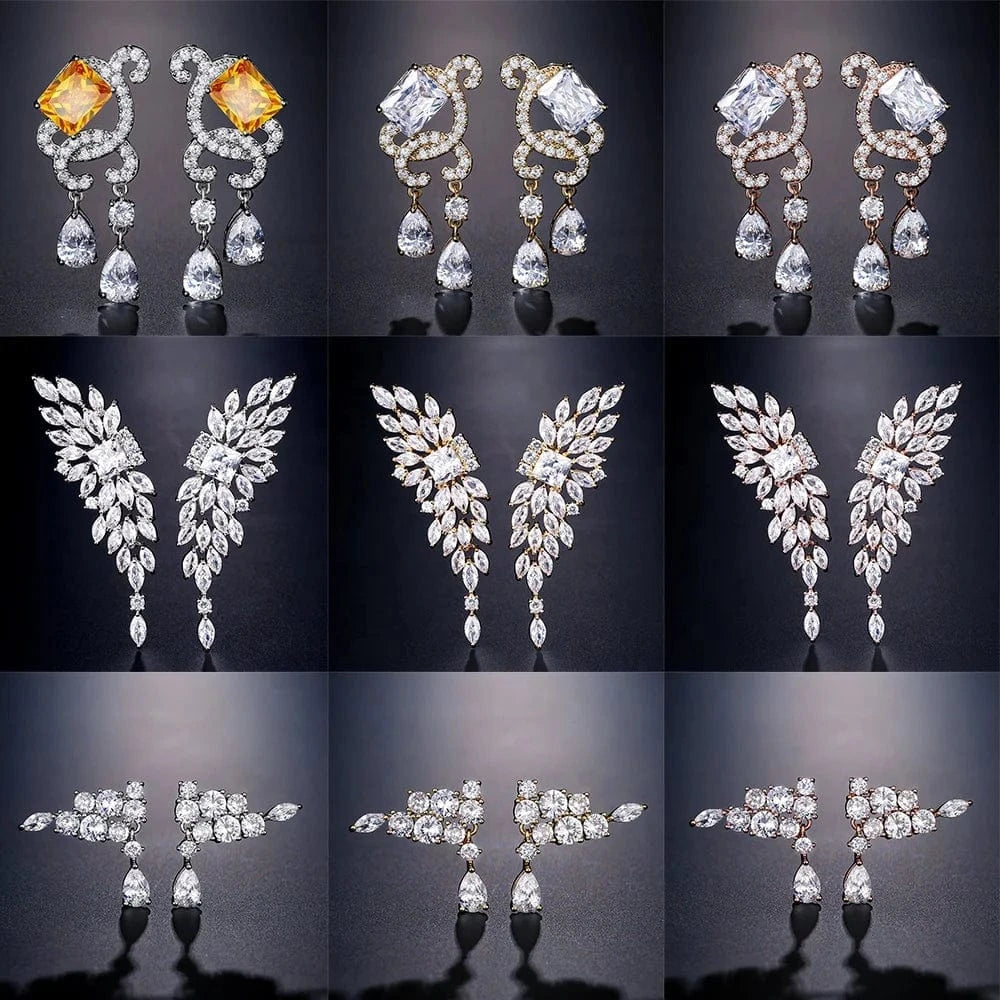 Rakol Ep598 Wholesale Luxury Angel Wing Cubic Zirconia Bridal Earrings Big Studs Earrings Jewelry Women 2022