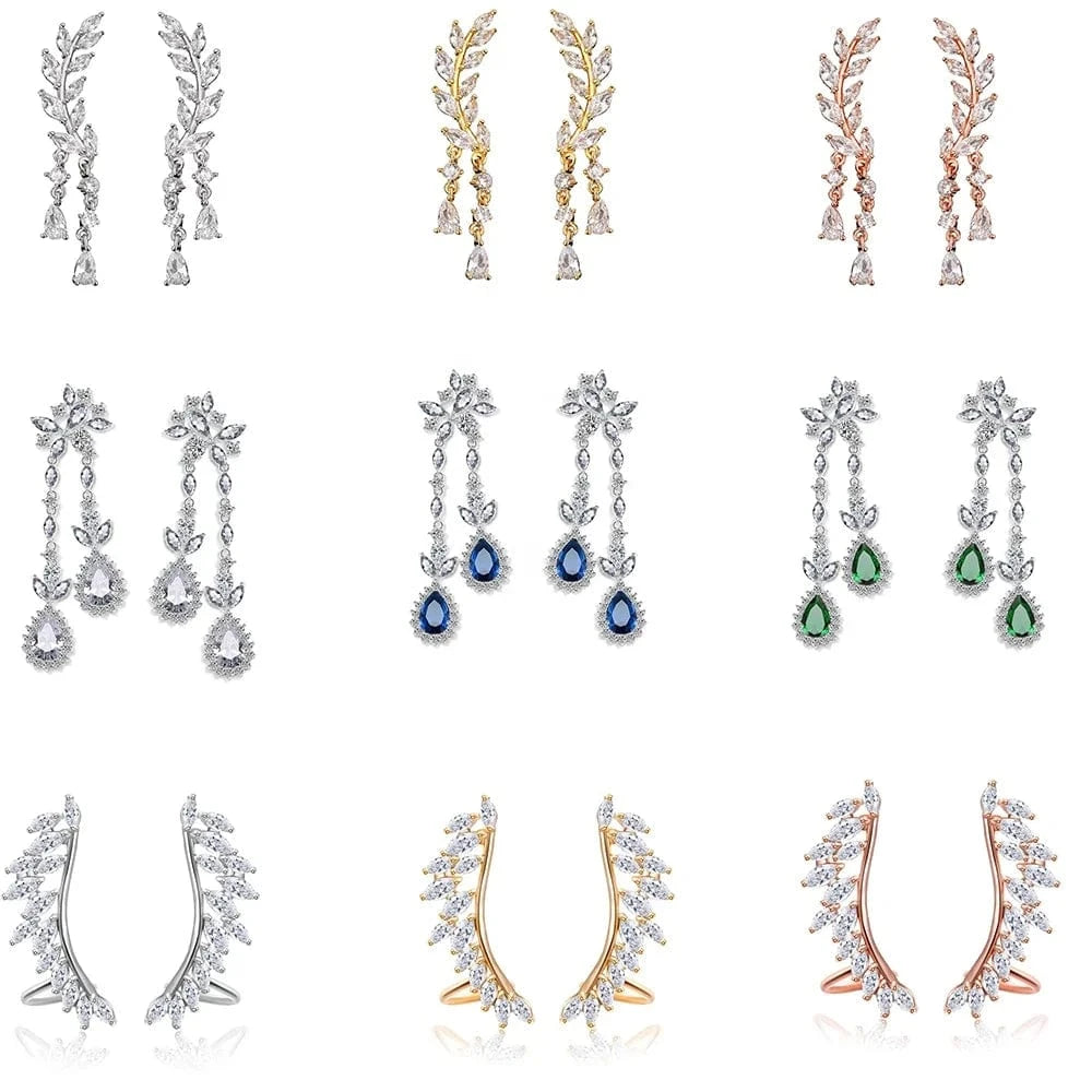 Rakol Ep598 Wholesale Luxury Angel Wing Cubic Zirconia Bridal Earrings Big Studs Earrings Jewelry Women 2022