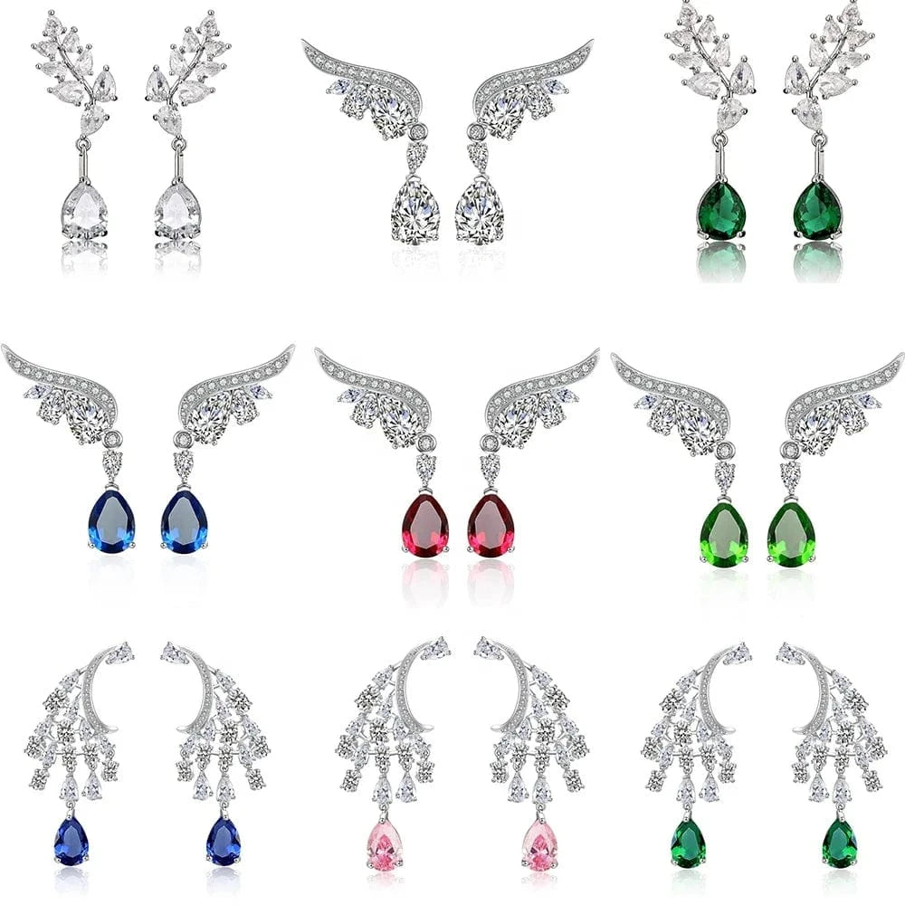 Rakol Ep598 Wholesale Luxury Angel Wing Cubic Zirconia Bridal Earrings Big Studs Earrings Jewelry Women 2022