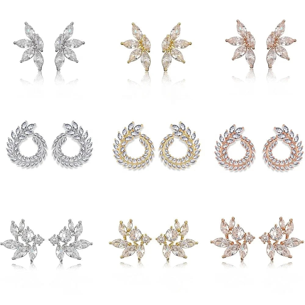 Rakol Ep598 Wholesale Luxury Angel Wing Cubic Zirconia Bridal Earrings Big Studs Earrings Jewelry Women 2022