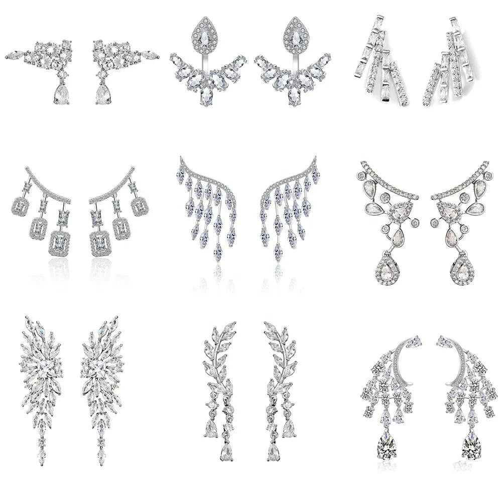 Rakol Ep598 Wholesale Luxury Angel Wing Cubic Zirconia Bridal Earrings Big Studs Earrings Jewelry Women 2022